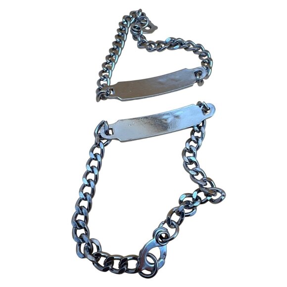 Friendship Bracelet Two Double Heart Arrow ID Matching Silver Tone Love - Picture 6 of 8